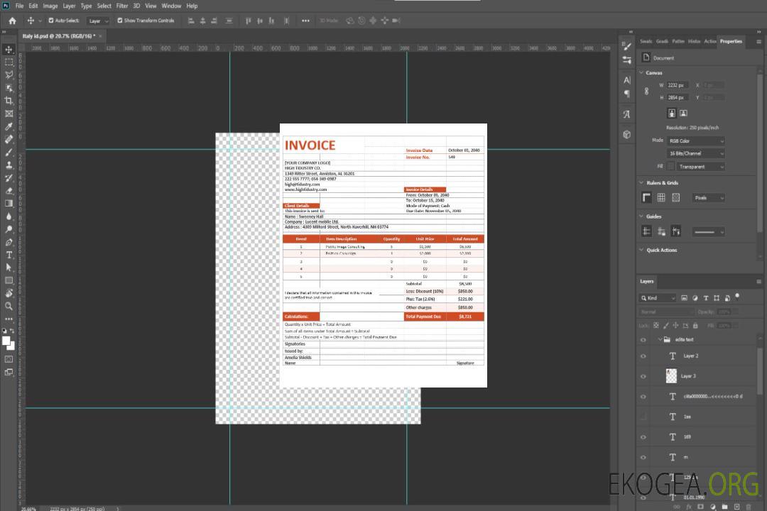 Modèle de facture d'agence de publicité simple template